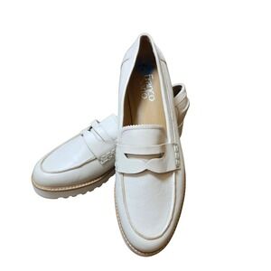 Franco Sarto Cream Leather‎ Lug Sole Loafers Comfortable Womens Size 7.5